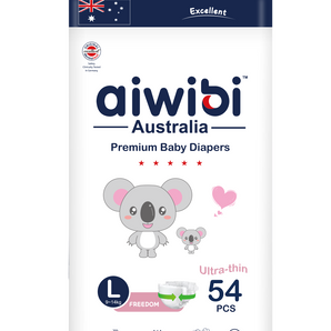 [Light Feather/L/54] Aiwibi Light Feather Premium Baby Diapers Size L 54 Pcs